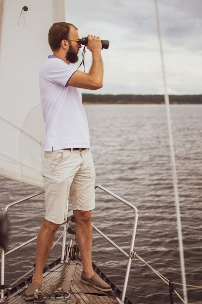 Image of an individual utilizing a telescope.